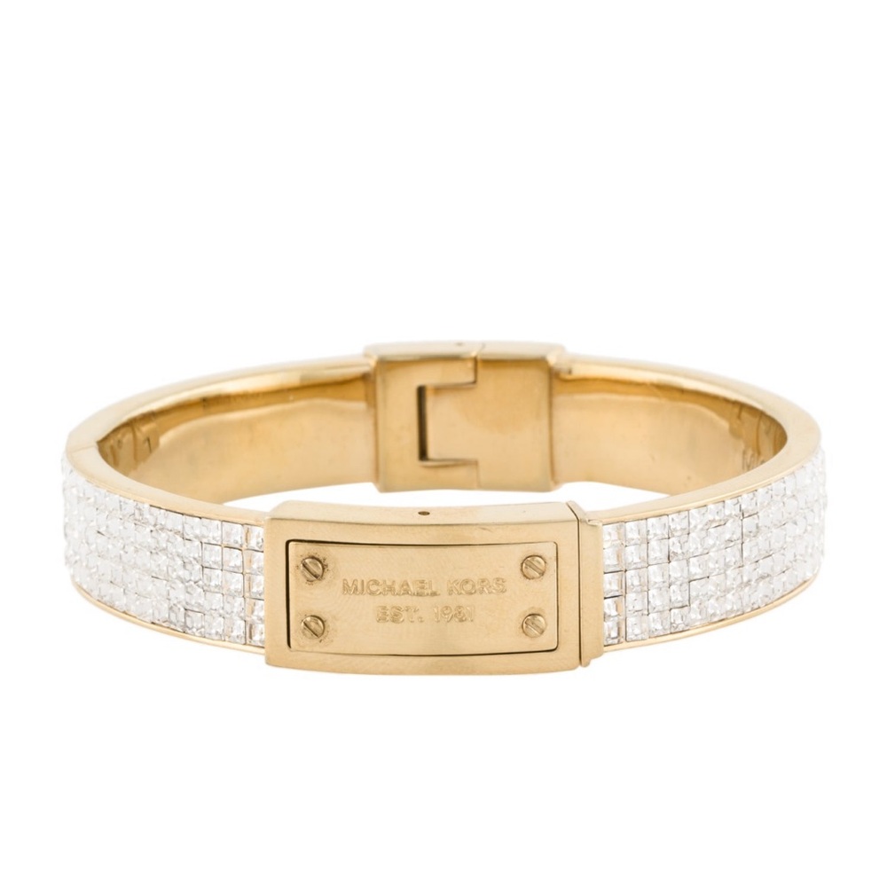 MICHAEL KORS GOLD plated CRYSTAL STUD BANGLE